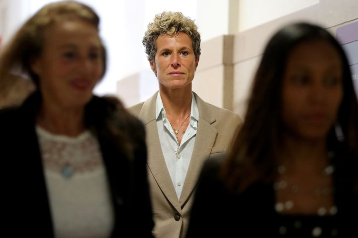 Andrea Constand returns to the courtroom during a lunch break on Sept. 24, 2018, in Norristown, Pennsylvania. 