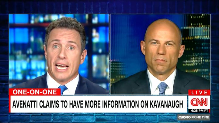 Stormy Daniels’ lawyer Michael Avenatti, right, told CNN’s Chris Cuomo that the woman he represents is “both” a witness and a victim of Judge Brett Kavanaugh.