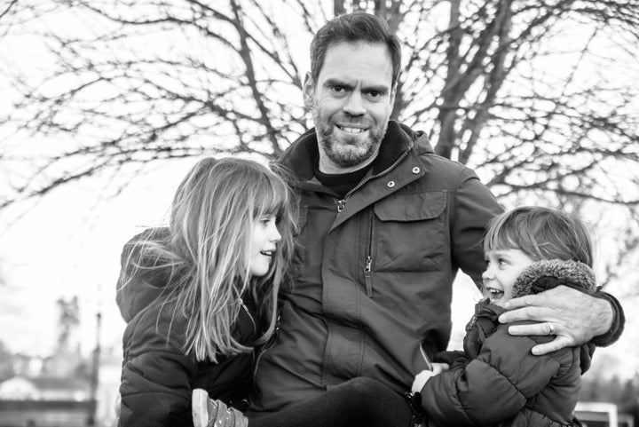 John Adams with his two daughters Helen and Izzy.