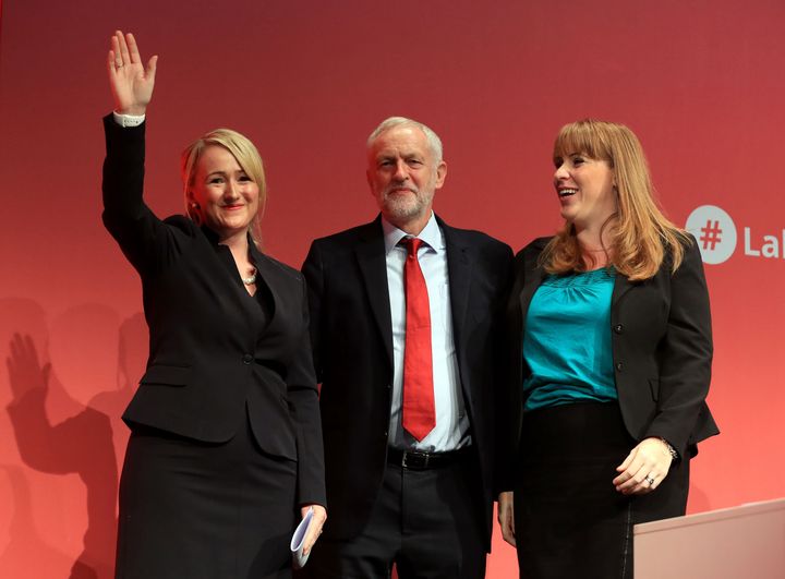 Rebecca Long-Bailey and Angela Rayner with Jeremy Corbyn