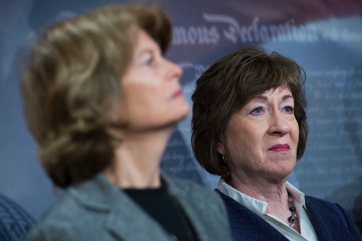 Republican Sens. Lisa Murkowski (left) and Susan Collins are apparently still pondering their decisions on Brett Kavanaugh.