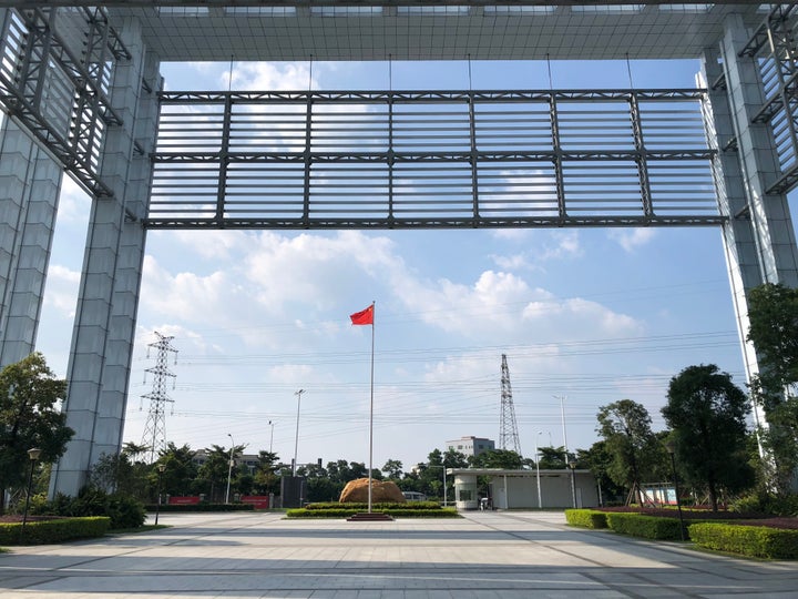 The Chinese flag flies over the newly opened facility in Dongguan, a key part of China's fast-growing Greater Bay Area economic hub.