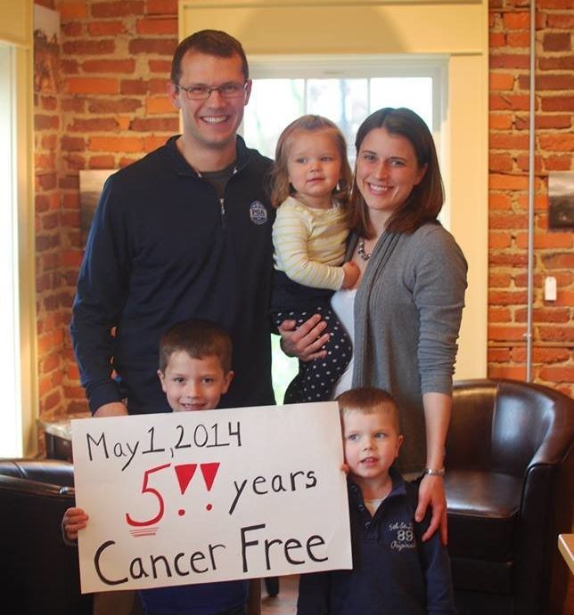 The Mabry family celebrating Reed's five-year cancer-free milestone.