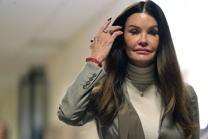 Former model Janice Dickinson returns to the courtroom during the lunch break in the sexual assault trial sentencing hearing for Bill Cosby at the Montgomery County Courthouse in Norristown, Pennsylvania, on Monday. 