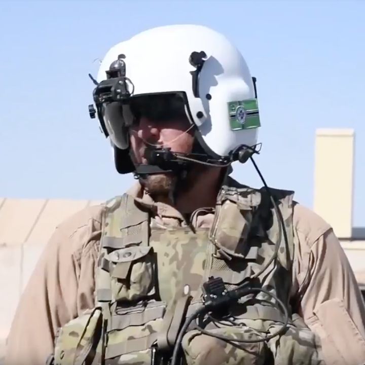 United States MAG Aerospace mercenary in Afghanistan with 'Kekistan' nazi flag on his helmet