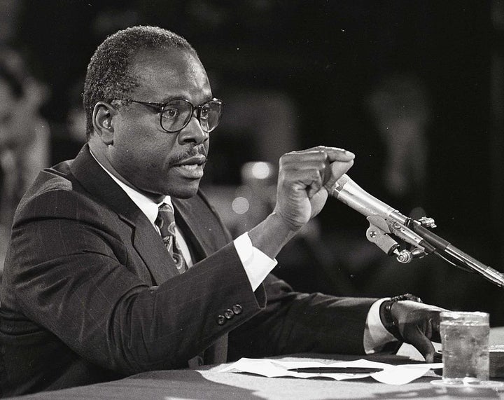 Supreme Court nominee Clarence Thomas tells the Senate Judiciary Committee that he is facing a "high-tech lynching" for