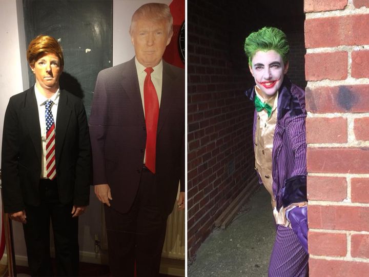 Nikki dressed as Donald Trump and Batman's Joker.
