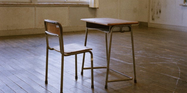 Interior of school classroom.