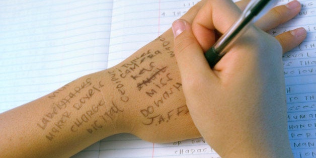 Writing Notes On Paper And Your Hand