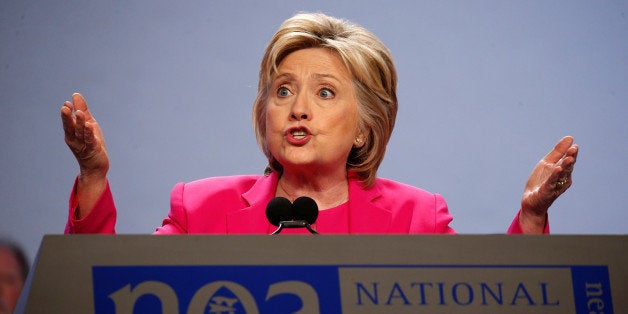 Democratic presidential candidate Hillary Clinton speaks at the National Education Associationâs 95th Representative Assembly (RA) in Washington, U.S. July 5, 2016. REUTERS/Kevin Lamarque