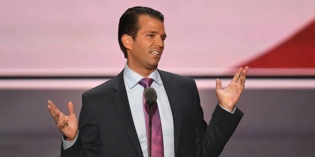 Donald Trump, Jr., son of Donald Trump, speaks on the second day of the Republican National Convention at the Quicken Loans Arena in Cleveland on July 19, 2016.The Republican Party formally nominated Donald Trump for president of the United States Tuesday, capping a roller-coaster campaign that saw the billionaire tycoon defeat 16 White House rivals. / AFP / JIM WATSON (Photo credit should read JIM WATSON/AFP/Getty Images)