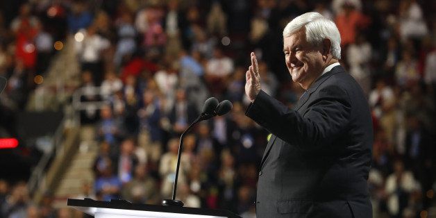 Former U.S. House Speaker Newt Gingrich takes stage to speak during the third day of the Republican National Convention in Cleveland, Ohio, U.S. July 20, 2016. REUTERS/Aaron P. Bernstein