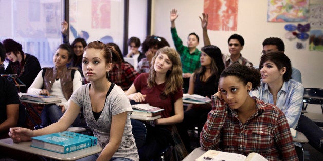 Classroom of teenage students during class.