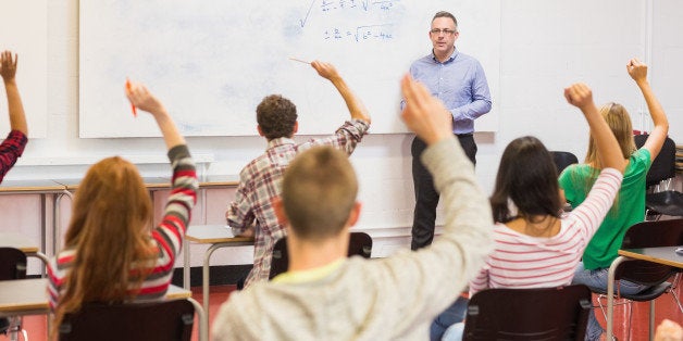 rear view of students with...