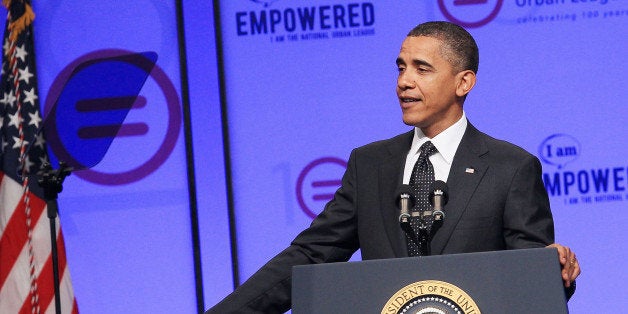 WASHINGTON - JULY 29: U.S. President Barack Obama speaks at the 100th anniversary convention of the National Urban League on July 29, 2010 in Washington, DC. Obama spoke about the 'Race to the Top' program and said that childern in poor areas of the country deserve a good education. (Photo by Mark Wilson/Getty Images)