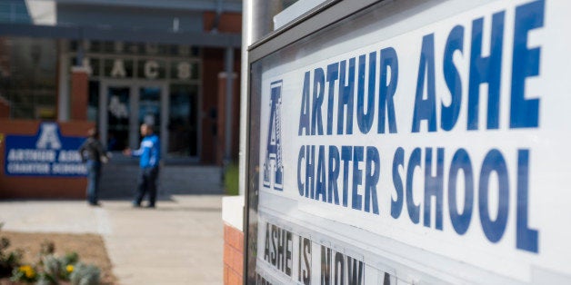 NEW ORLEANS, LA - January 31: The students and teachers exit the main entrance at the Arthur Ashe Charter School on January 31, 2014 in New Orleans, Louisiana. Arthur Ashe is a FirstLine Charter School that was given a 'B' letter grade by the Louisiana Department of Education for the 2012-2013 school year. (Photo by Ann Hermes/The Christian Science Monitor via Getty Images)