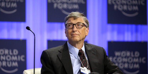 Bill Gates, co-chair and trustee of Bill and Melinda Gates Foundation, pauses during a session on day three of the World Economic Forum (WEF) in Davos, Switzerland, on Friday, Jan. 24, 2014. World leaders, influential executives, bankers and policy makers attend the 44th annual meeting of the World Economic Forum in Davos, the five day event runs from Jan. 22-25. Photographer: Chris Ratcliffe/Bloomberg via Getty Images 