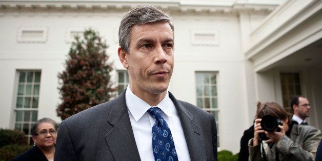 UNITED STATES - MARCH 16: Arne Duncan, U.S. secretary of education, walks away from the media after speaking with urban school superintendents at the White House in Washington, D.C., U.S., on Monday, March 16, 2009. On March 7, Duncan said he would make $44 billion available within the next month-and-a-half to help school districts nationwide avoid firing hundreds of thousands of teachers. (Photo by Joshua Roberts/Bloomberg via Getty Images)