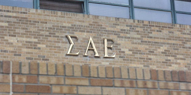 The Sigma Alpha Epsilon house at the University of Oklahoma on Monday, March. 9, 2015 in Norman, Oklahoma. The SAE fraternity has been banned from campus after a video surfaced of members shouting and singing racial slurs. President David Boren of the University of Oklahoma severed the school's ties with a national fraternity on Monday and ordered that its on-campus house be shuttered after several members took part in a racist chant caught in an online video. (AP Photo/Nick Oxford)