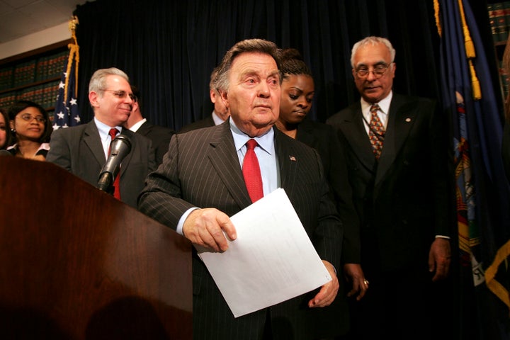 Queens District Attorney Richard Brown speaking at a press conference in November 2006. 