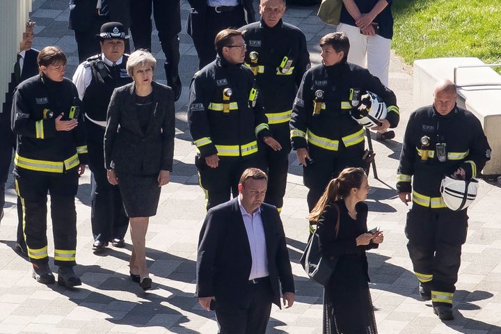 Theresa May visited the Grenfell Tower site after the blaze.