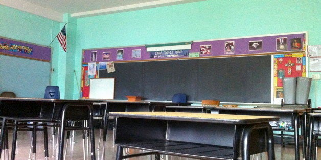 Empty Classroom In Elementary School. (Photo By: Education Images/UIG via Getty Images)