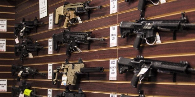 MARYLAND, USA - OCTOBER 6: Assorted high powered rifles for sale at Maryland Small Arms Range in Maryland, USA on October 6, 2015. (Photo by Samuel Corum/Anadolu Agency/Getty Images)