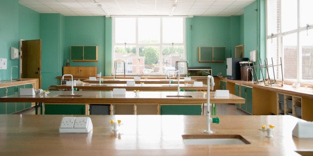 Empty science classroom