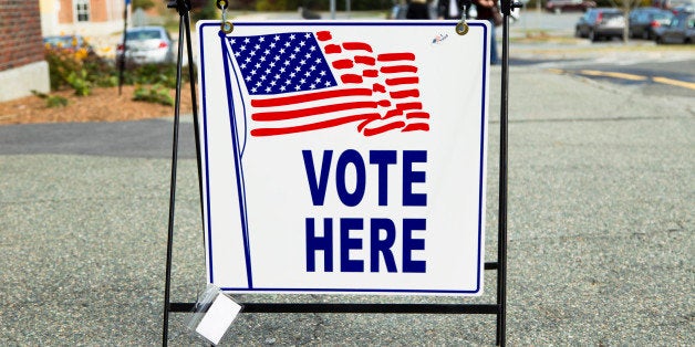 An election polling place station during a United States election.