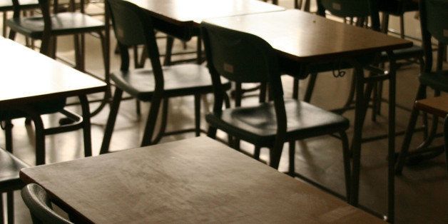 A view of a class room(chairs and tables) at a junior high school 