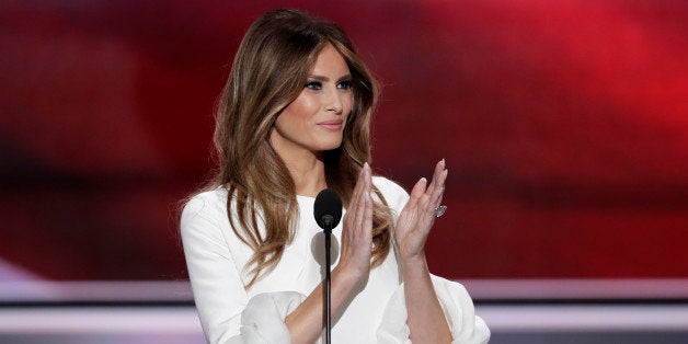 Melania Trump, wife of Republican Presidential Candidate Donald Trump, applauds as she recognizes veterans during the opening day of the Republican National Convention in Cleveland, Monday, July 18, 2016. (AP Photo/J. Scott Applewhite)