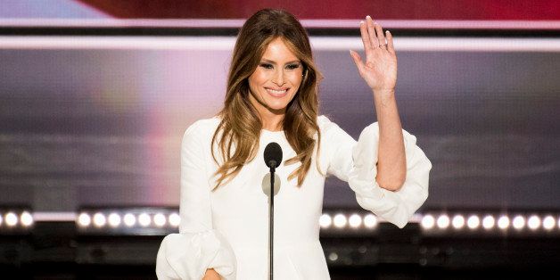 UNITED STATES - JULY 18: Melania Trump, wife of Republican presumptive nominee Donald Trump, speaks during the 2016 Republican National Convention in Cleveland, Ohio on Monday, July 18, 2016. (Photo By Bill Clark/CQ Roll Call)