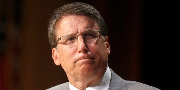 North Carolina Gov. Pat McCrory listens to a question from Tim Boyum during a question and answer session at the N.C. Chamber Annual Government Affairs Conference at the N.C. Museum of History in Raleigh, N.C., on Wednesday, May 4, 2016. (Ethan Hyman/Raleigh News & Observer/TNS via Getty Images)