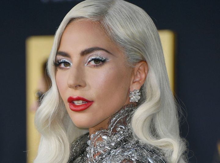 Lady Gaga stuns in silver at the premiere of "A Star Is Born" in Los Angeles, California. 