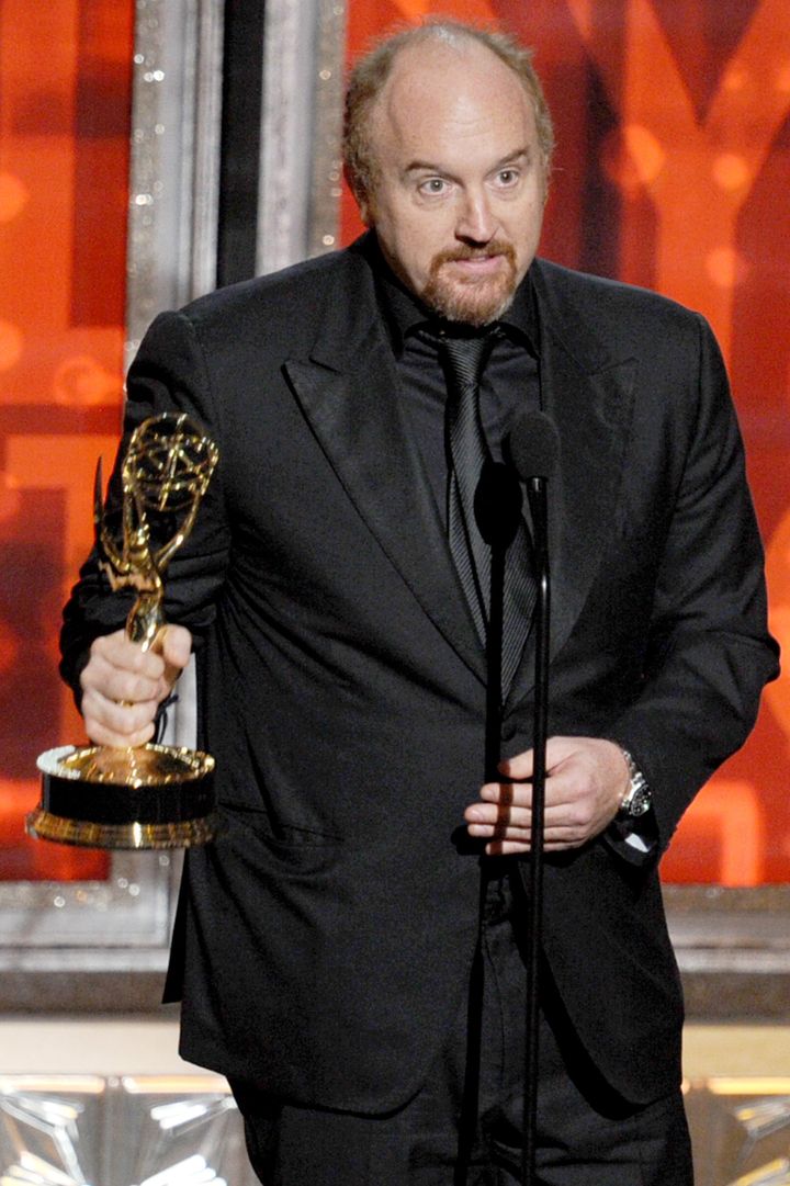 LOS ANGELES, CA - SEPTEMBER 23: Actor/writer Louis C.K. accepts Outstanding Writing for a Comedy Series award for 'Louie' onstage during the 64th Annual Primetime Emmy Awards at Nokia Theatre L.A. Live on September 23, 2012 in Los Angeles, California. (Photo by Kevin Winter/Getty Images)