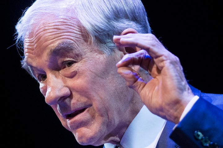 Former US Representative Ron Paul (R-TX) speaks at George Washington University March 4, 2013 in Washington, DC. Paul spoke a