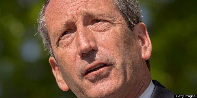 CHARLESTON, SC - APRIL 24: Former South Carolina Governor Mark Sanford speaks during a campaign event on April 24, 2013 in Charleston, South Carolina. Sanford used a cardboard cutout of House Minority Leader Nancy Pelosi as a prop during the event. (Photo by Richard Ellis/Getty Images)