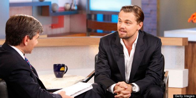 GOOD MORNING AMERICA - Leonardo DiCaprio talks about the new film, 'The Great Gatsby,' on 'Good Morning America,' 5/8/13, airing on the ABC Television Network. (Photo by Lou Rocco/ABC via Getty Images) GEORGE STEPHANOPOULOS, LEONARDO DICAPRIO