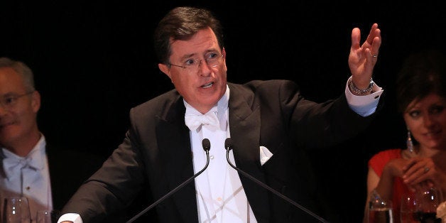 NEW YORK, NY - OCTOBER 17: Stephen Colbert attends the 68th Annual Alfred E. Smith Memorial Foundation Dinner at The Waldorf Astoria Hotel on October 17, 2013 in New York City. (Photo by Charles Norfleet/Getty Images)