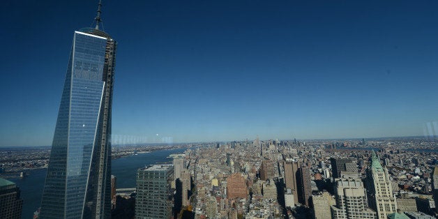 NEW YORK, USA - NOVEMBER 14: A view of World Trade Center One is seen from the 68th floor of the newly-opened Four World Trade Center on November 13, 2013 in New York City. 978-foot (298-meter) Four World Trade Center is designed by Japanese architect Fumihiko Maki. (Photo by Cem Ozdel/Anadolu Agency/Getty Images)