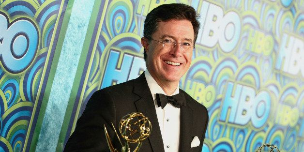 LOS ANGELES, CA - SEPTEMBER 22: Television personality Stephen Colbert, winner of the Best Writing for a Variety Series Award and the Variety Series Award for 'The Colbert Report' attends HBO's Annual Primetime Emmy Awards Post Award Reception at The Plaza at the Pacific Design Center on September 22, 2013 in Los Angeles, California. (Photo by Imeh Akpanudosen/Getty Images)