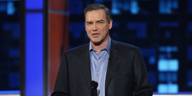 BURBANK, CA - AUGUST 03: Comedian Norm Macdonald on stage at the 'Comedy Central Roast Of Bob Saget' on the Warner Brothers Lot on August 3, 2008 in Burbank, California. (Photo by Alberto E. Rodriguez/Getty Images for Comedy Central)