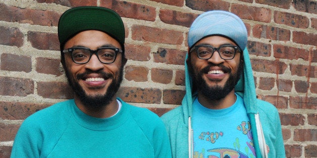 NEW BRUNSWICK, NJ - JULY 18: Kenneth Lucas and Keith Lucas of The Lucas Brothers performs at The Stress Factory Comedy Club on July 18, 2014 in New Brunswick, New Jersey. (Photo by Bobby Bank/WireImage)