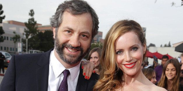 Judd Apatow and Leslie Mann seen at theTwentieth Century Fox Los Angeles Premiere of 'The Other Woman' on Monday, April 21, 2014, in Westwood, Calif. (Photo by Eric Charbonneau/Invision for Twentieth Century Fox/AP Images)
