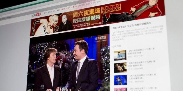 A computer screen displays an episode of American irreverent comedy sketch show "Saturday Night Live" on the Sohu online video site, in Beijing Thursday, Jan. 2, 2014. The late-night U.S. comedy sketch show that regularly mocks politicians, popular culture and celebrities is being shown exclusively on the website of Sohu Video, a unit of Chinese online media group and Nasdaq-listed Sohu.com Inc. (AP Photo/Andy Wong)