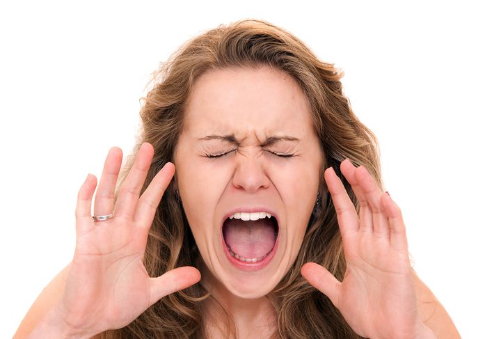 screaming woman isolated on...