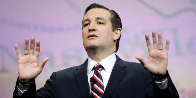 Sen. Ted Cruz, R-Texas, speaks at the National Rifle Association convention Friday, April 10, 2015, in Nashville, Tenn. (AP P