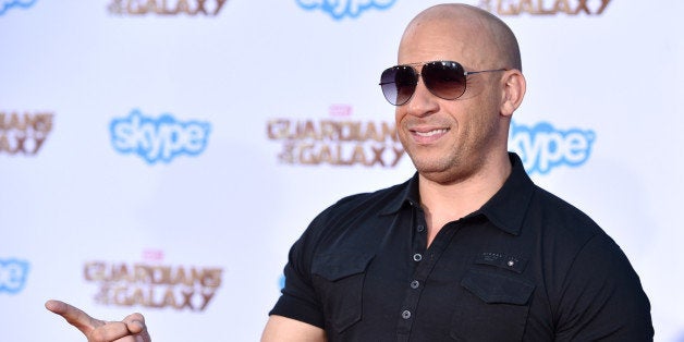 Vin Diesel arrives at the premiere of "Guardians Of The Galaxy" at El Capitan Theatre on Monday, July 21, 2