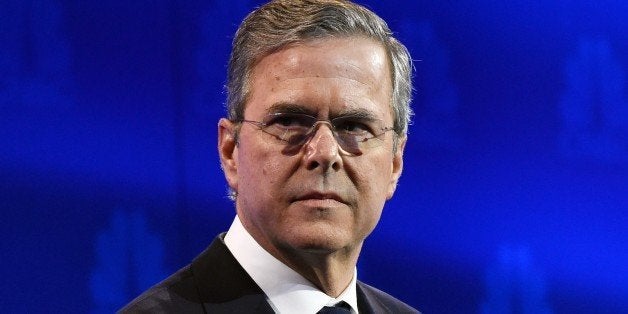 Republican Presidential hopeful Jeb Bush looks on during in the CNBC Republican Presidential Debate, October 28, 2015 at the Coors Event Center at the University of Colorado in Boulder, Colorado. AFP PHOTO/ ROBYN BECK (Photo credit should read ROBYN BECK/AFP/Getty Images)