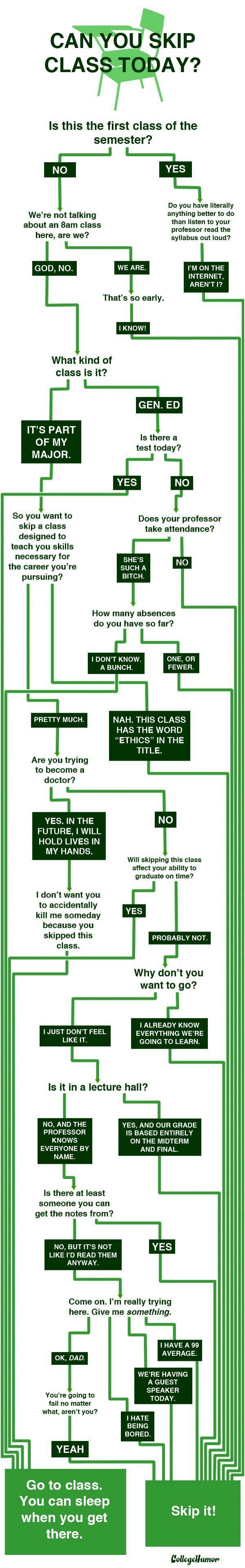 Flowchart: Can You Skip Class Today? | HuffPost Entertainment